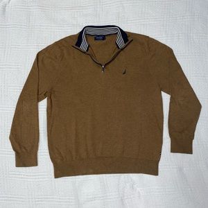 Brown Nautica NAVTECH Quarter-Zip Knit Sweater